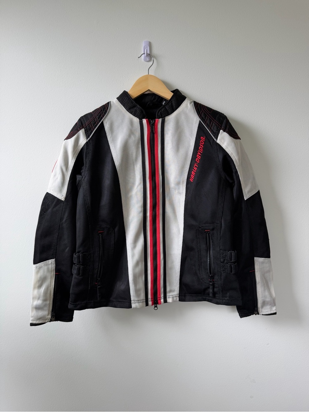 Harley-Davidson Black & White Men's Performance Jacket with Red Trim